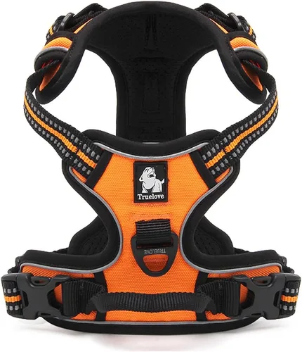 Vista 3 de OLizee® Arnés sin tirones para perro, aventura al aire libre, marcas reflectantes, chaleco para mascotas con asa, arnés protector ajustable