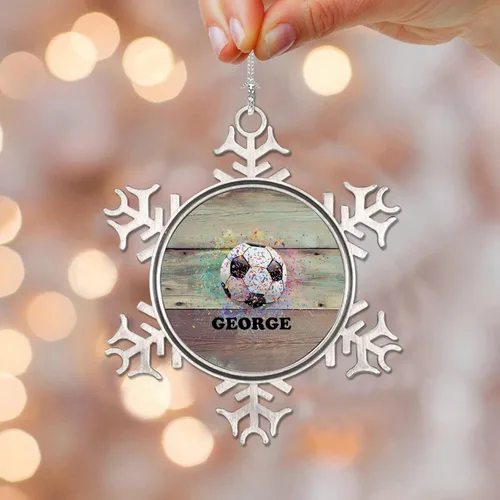 Vista 7 de Adornos de metal con diseño de copo de nieve para fanáticos de los deportes, talla única, adorno de Navidad, recuerdo de recuerdo para decoración