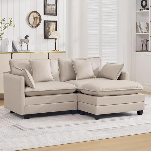 Vista 59 de Sofá modular en forma de nube de 113 pulgadas, sofás de asiento profundo de gran tamaño para sala de estar, sofá modular tapizado de chenilla