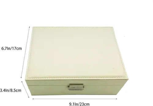 Vista 4 de PACEKONER Joyero organizador, caja de almacenamiento de joyería de 2 capas con cerradura y llave, estuche de joyería para mujeres y niñas (blanco)