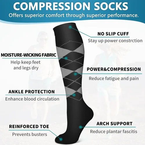 Vista 142 de Bluemaple 6 Pack Copper Compression Socks for Women and Men Circulation-Best Support for Medical, Running,Nursing,Athletic