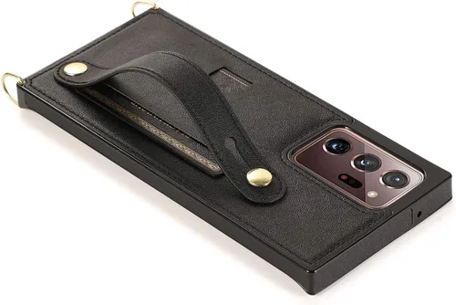 Vista 4 de Funda Samsung Galaxy Note 20 Ultra con correa de piel ajustable, tarjeteros cruzados, función atril - KB negro