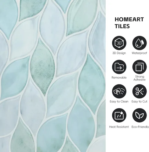 Vista 6 de HOMEART Azulejos de Hoja Despegables y Adhesivos para Salpicadero, Azulejos Autoadhesivos Amigables para Inquilinos para Pegar en la Pared