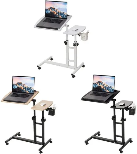 Vista 7 de Escritorio ajustable para laptop con ruedas, escritorio ajustable para cama, carrito ajustable para laptop, mesa sobre la cama, mesa auxiliar