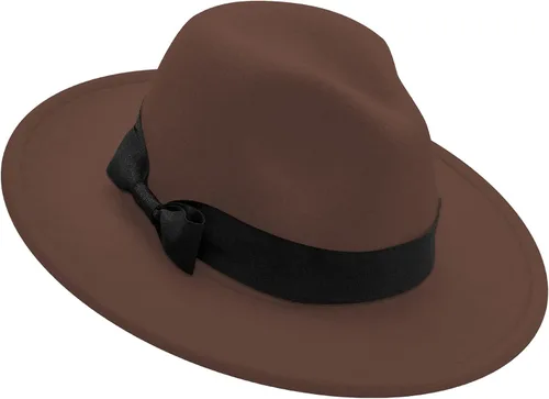 Vista 8 de Sombrero de fieltro clásico de ala ancha para niños y niñas, con lazo y hebilla de cinturón Todo blanco