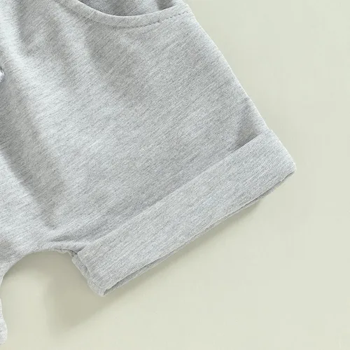 Vista 7 de Sprifallbaby Traje de verano para bebés recién nacidos, camiseta de manga corta con cuello redondo y pantalones cortos de cintura elástica, 2 piezas