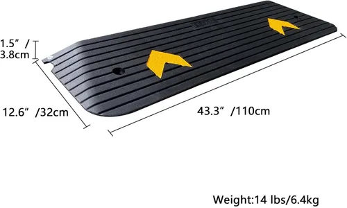 Vista 3 de Rampa de umbral de goma para puertas de alta resistencia 3.8cm 1.5" de altura rampa para silla de ruedas, 1 paquete rampa de bordillo Power de goma