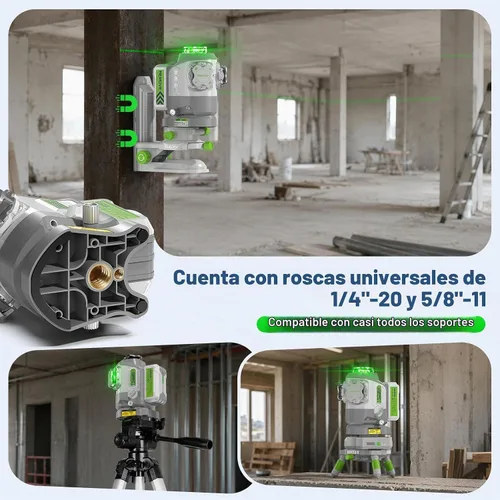 Vista 7 de Huepar Pro Kit de nivel láser para exteriores con receptor, largo alcance