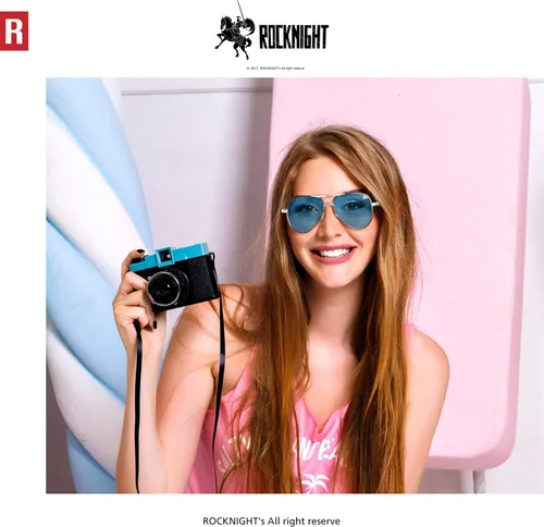 Vista 3 de ROCKNIGHT Lentes de sol polarizados estilo aviador para hombres y mujeres, lentes de sol con parte superior plana de metal, ligeras