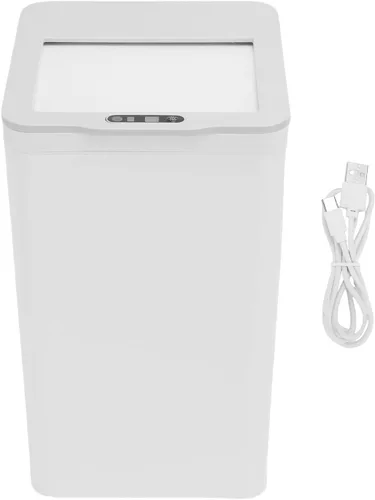 Vista 5 de POCREATION Bote de basura con sensor de movimiento sin contacto, cubo de basura eléctrico con sensor de patada automático de 9L con tapa