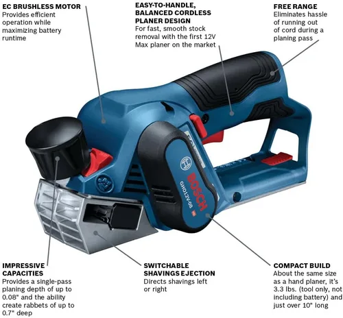 Vista 3 de Bosch GHO12V-08N 12V Max EC Cepilladora sin escobillas (herramienta desnuda)