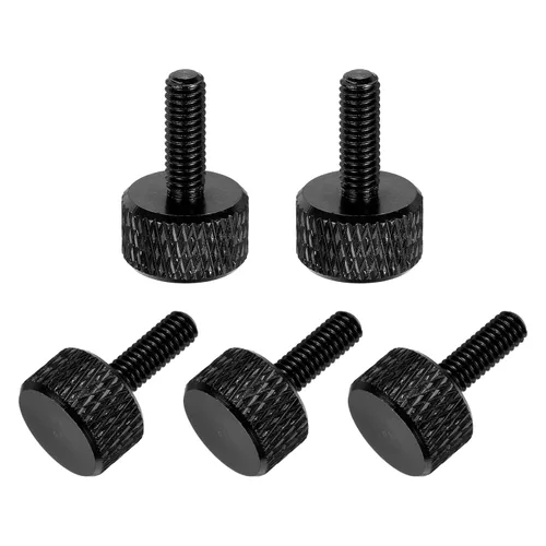 Vista 113 de MECCANIXITY 5 piezas M6x14mm Tornillos de pulgar estriado de cabeza plana, pernos de rosca completa de aleación de aluminio sólido para carcasas