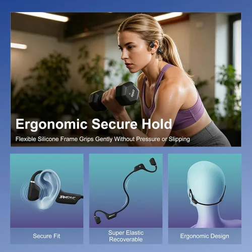 Vista 6 de Auriculares de oreja abierta, auriculares para correr Bluetooth 5.4 con micrófono integrado, auriculares Bluetooth de 14 horas y IPX5 impermeables