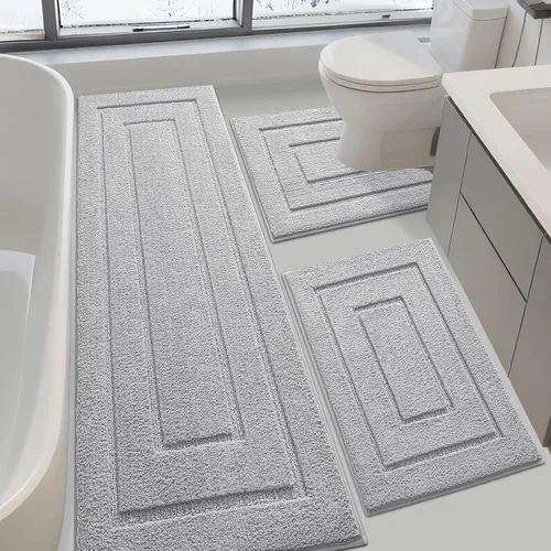 Vista 49 de IM HOME Tapetes de baño, felpa ultra suave, de microfibra esponjosa, absorbente, parte trasera antideslizante, lavable a máquina, tapetes para suelo