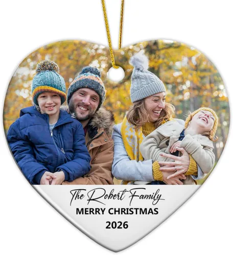 Vista 14 de Adorno de Navidad con foto personalizada 2025 para la familia, aniversario como el señor y la señora abuelos, carga cualquier imagen, cualquier foto