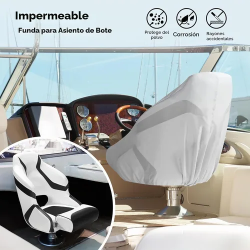 Vista 7 de PEXMOR Asiento de barco deportivo premium abatible para capitán con asiento de cubo para barco, cubierta de asiento de barco impermeable, bisagras
