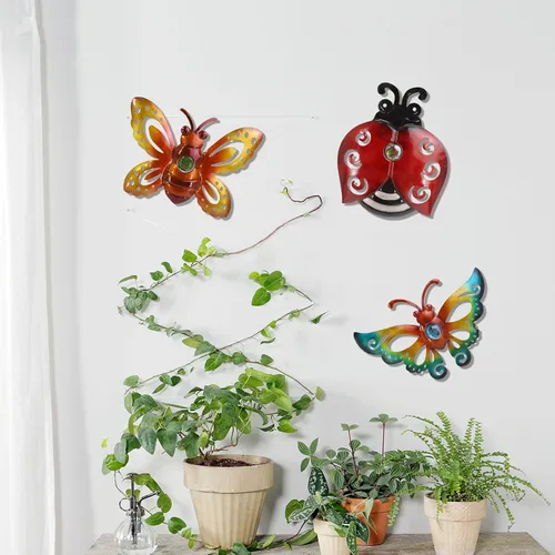 Vista 10 de Decoración de jardín, escultura de pared de abeja metálica, decoración de pared de abeja grande, decoración de jardín para colgar para patio