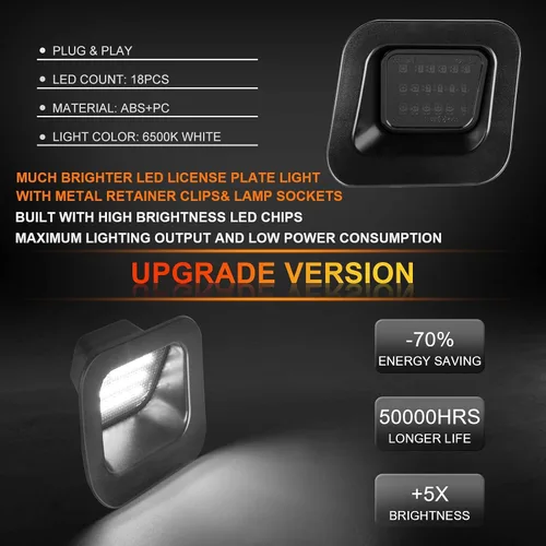 Vista 2 de Luces LED para placa de matrícula con clips de retención de metal para Dodge Ram 1500 2500 3500 2003-2018 lámpara de parachoques trasero 2PCS, 6000K