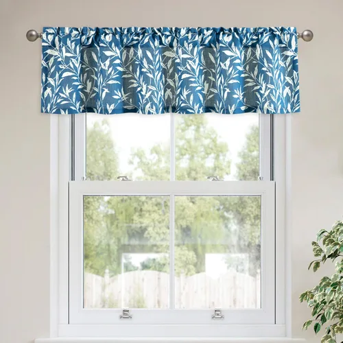Vista 13 de VOGOL Cortinas de cenefa de jacquard dorado con diseño de flores de lujo para dormitorio, sala de estar, comedor, 52 x 14 pulgadas, 1 panel, negro