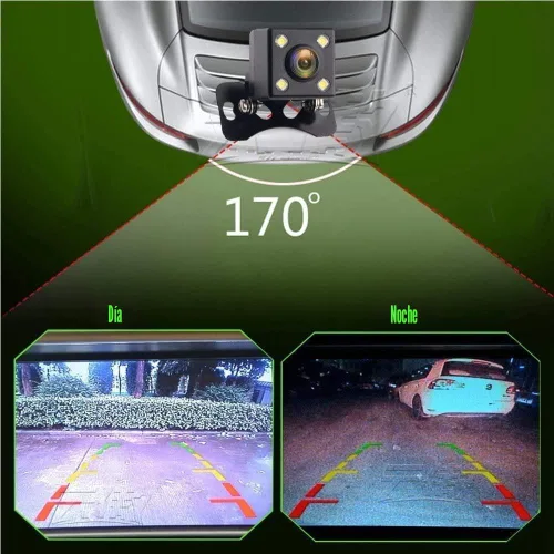 Vista 5 de Cámara de visión trasera impermeable Camecho para vehículo, cámara trasera de visión nocturna con 12 LED, ángulo amplio de 170 grados, cámaras