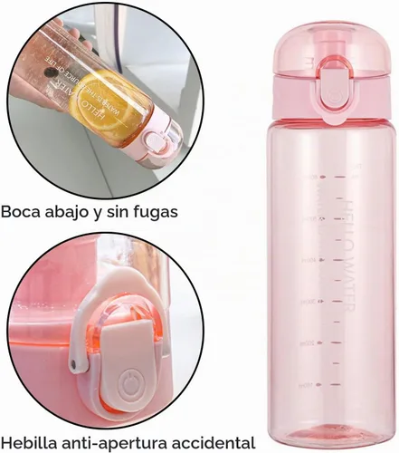Vista 5 de Botella de agua deportiva, botella de agua transparente reutilizable, botellas de agua de plástico con correa de transporte, botellas de bebida