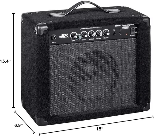 Vista 7 de Monoprice Amplificador combinado de graves 1x8 de 20 vatios, ecualizador de 3 bandas, salida de auriculares