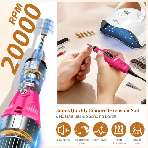 Vista 3 de Kit de esmalte de uñas de gel con lámpara de uñas UV, kit de uñas de gel para remojar, base y capa superior, juego de herramientas para uñas