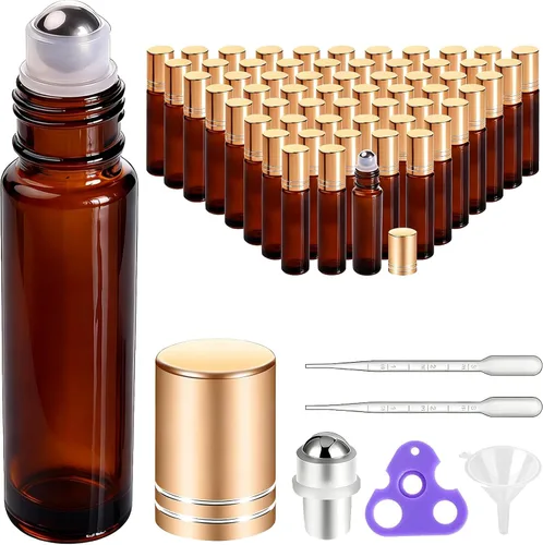 Vista 9 de PrettyCare 6 piezas, botellas roll-on de 10 ml para aceites esenciales con bola de rodillo de acero inoxidable - Botellas rellenables a prueba