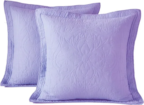Vista 21 de WINLIFE Funda de almohada acolchada 100% algodón con estampado floral tamaño estándar (azul bebé)