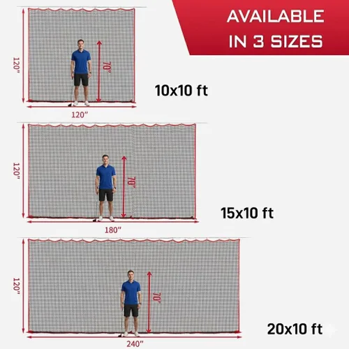 Vista 6 de Red de Golf, 10 pies, 15 pies, 20 pies Red Deportiva - Red de Práctica Multi-Deportiva de Servicio Pesado y Alto Impacto para Golf, Béisbol, Fútbol