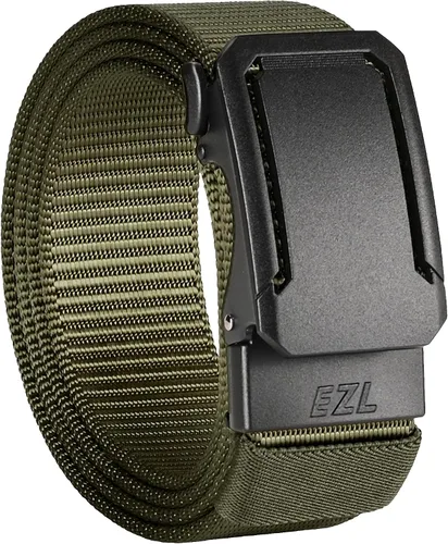 Vista 11 de EZL Ratchet Tactical Belt for Men, 1.5" Nylon Web Duty Belt with Automatic Slide Buckle, Adjustable Trim to Fit