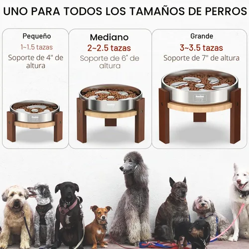 Vista 3 de Feedoo Soporte elevado para cuenco para perros, soporte elevado de 6 pulgadas de altura para perros medianos, incluye 2 tazas de acero inoxidable