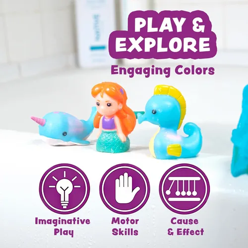Vista 8 de Tub Works® Mermaid Lagoon™ Light Up Bath Toys, 6 Pack Water-Activated Light Up Toys Flash & Change Color Easy-Grip Baby Girl & Toddler Bath Toys
