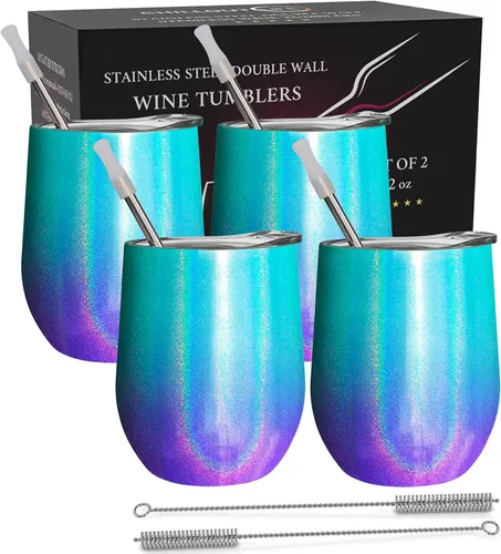 Vista 36 de CHILLOUT LIFE - Vaso de acero inoxidable de 12 onzas con tapa y caja de regalo, diseño de viaje con recubrimiento en polvo, aislamiento al vacío