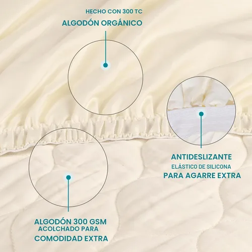Vista 3 de FABDREAMS Protector de colchón acolchado orgánico tamaño Twin Almohadilla de colchón Funda de colchón Naturalmente transpirable Sin ruido