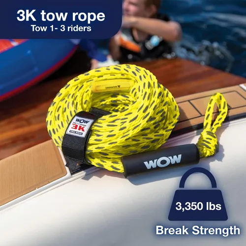 Vista 2 de Wow Sports Tow Rope for Towable Tubes - 60 ft - 16-Strand Braided Polypropylene