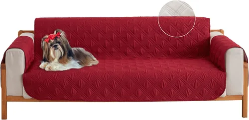 Vista 10 de Qubjus Funda de sofá de 2 plazas Revesible para sofá de 2 cojines, lavable, protector de muebles con correas elásticas para perros, mascotas, niños