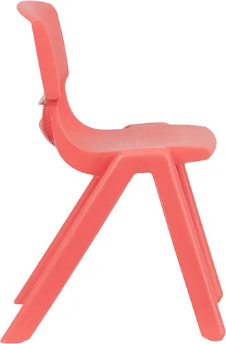 Vista 5 de Flash Furniture Silla escolar apilable de plástico rojo con altura de asiento de 13.25 pulgadas