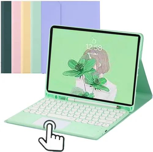 Vista 17 de Funda de teclado para Samsung Galaxy Tab S9 de 11 pulgadas 2023, teclado táctil de tecla redonda, teclado inalámbrico desmontable magnético
