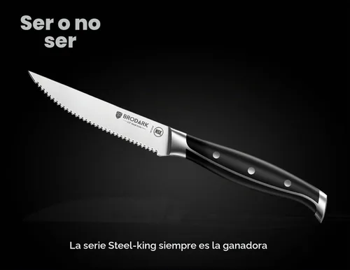 Vista 5 de BRODARK Juego de 6 cuchillos de carne dentados de 4.5 pulgadas, viene con Negro