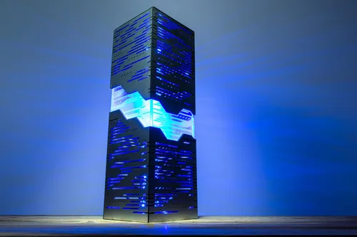Vista 3 de Lámpara de noche Neon Horizon Estilo futurista de aspecto metálico Linterna hecha a mano