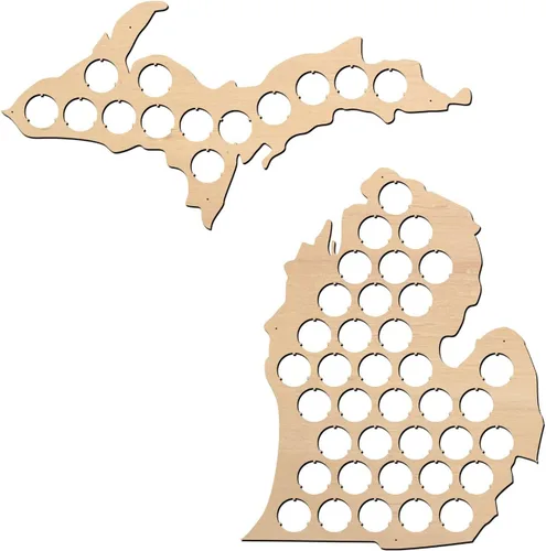Vista 12 de All States Beer Cap Map Connecticut – 16 x 12 pulgadas – 56 tapas – Connecticut Beer Cap Holder – Madera contrachapada de abedul