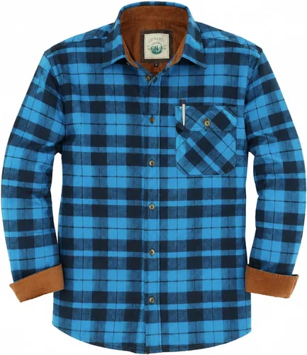 Vista 27 de Gioberti - Camisa a cuadros de franela cepillada de 100% algodón para hombre con contraste de pana Carbón vegetal