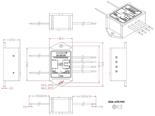 Vista 7 de Módulo de relé de estado sólido aislado DC-DC con cable, OONO, 10Amp, SSR de 3-32VDC de entrada y 5-30VDC de salida, para Raspberry-Pi, Arduino