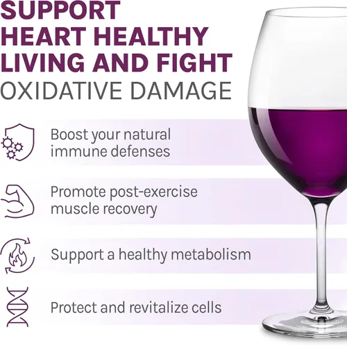 Vista 3 de Reserveage Beauty, Resveratrol 500 MG, suplemento antioxidante Trans-Resveratrol para la salud cardíaca y celular, apoya el envejecimiento saludable