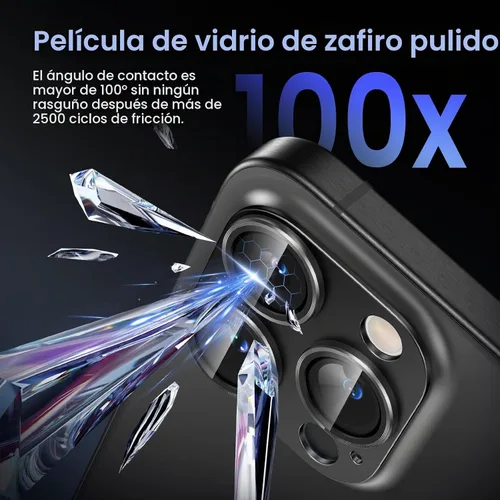 Vista 5 de Tensea Protector de lente de cámara para iPhone 16 Pro/iPhone 16 Pro Max/iPhone 15 Pro/iPhone 15 Pro Max, cubierta de vidrio templado de aleación