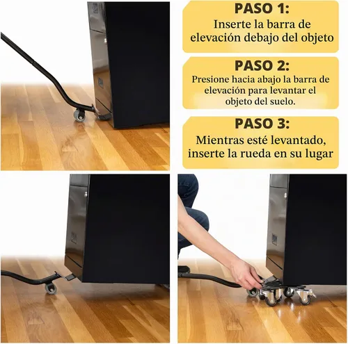 Vista 6 de Movers de muebles con ruedas – Juego de 4 herramientas elevadoras de muebles resistentes con capacidad de carga de 2000 libras, plataforma