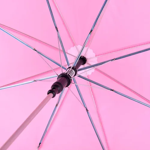 Vista 4 de BG Sombrilla ligera de color rosa sólido para niños con silbato novedoso