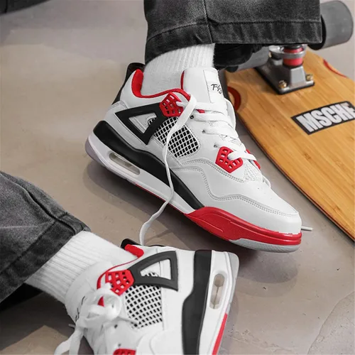 Vista 5 de Hoaeiewds Zapatos de baloncesto retro de moda de tendencia para niños grandes, zapatos deportivos para niños casuales al aire libre, zapatillas