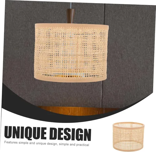 Vista 6 de Uonlytech Pantalla de lámpara de araña, pantalla de ratán E27, lámpara de casa de campo, accesorios de luz para lámpara de mesa, lámpara de pie
